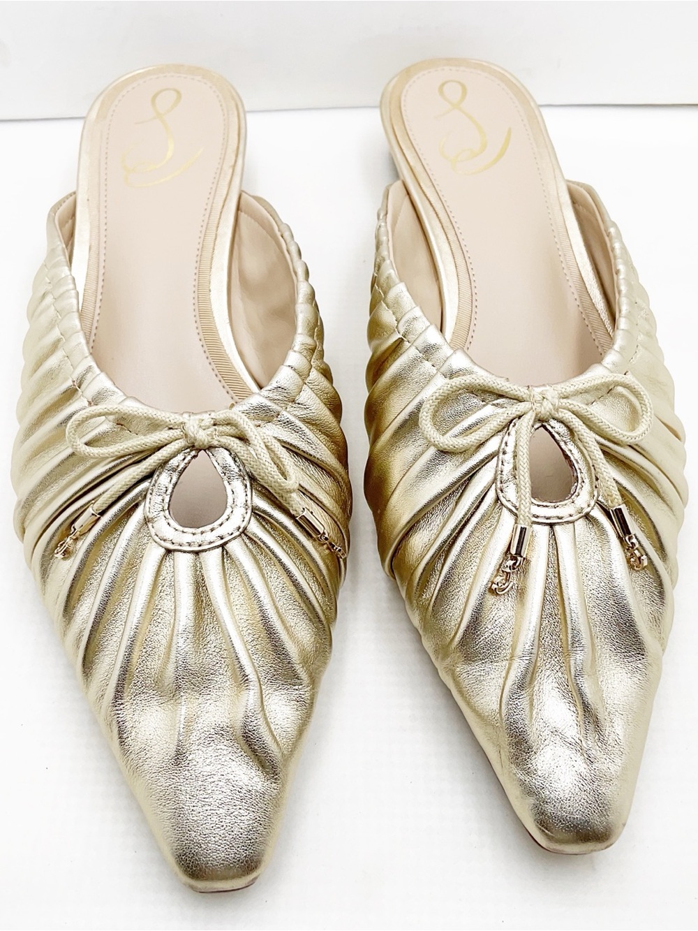 {Sam Edelman} Julia Metallic Gold Pointed Toe Mules - Picture 6 of 14